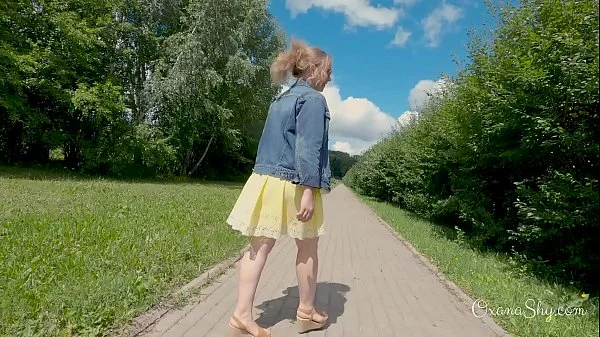 Buttpluged slut in a nature park