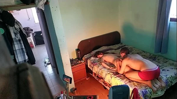 My sexy wife comes home from work and lies naked in my bed to massage her big ass and fuck her