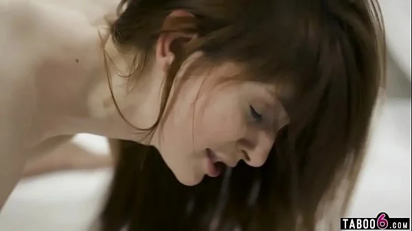 Double creampie for teen while locked in a breeding pot