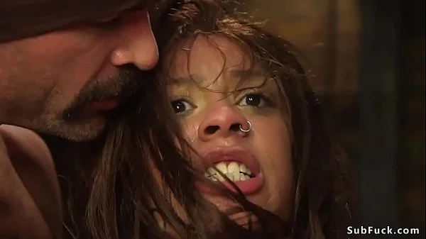 Slim ebony babe is anal gangbanged