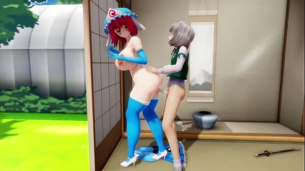MMD Futanari Sex (Touhou Helping The Gardener!)