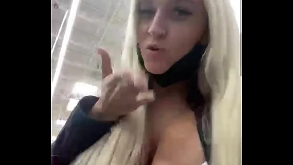 Teen flashing tits public