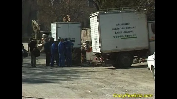 Busty fatty pissing outdoor