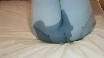 Adorable Girl Wets Her Jeans On Her Bed While Playing On Her Phone :3