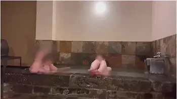 Japanese Milf Is Spanked And Moans Echoing In The Hot Spring With Her Family Next Door