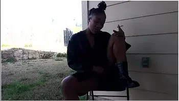 Sweetbutttasty Smoking And Fingering Herself In The Backyard!!!!!