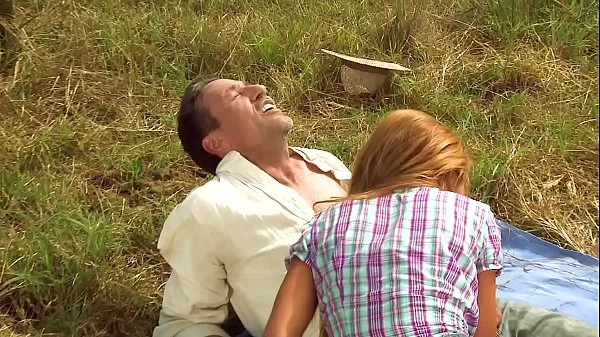 Pretty Teen Ranch Girl in Denim Skirt & Boots Riding Ass to Mouth. Downhome Country & Western Outdoor Anal