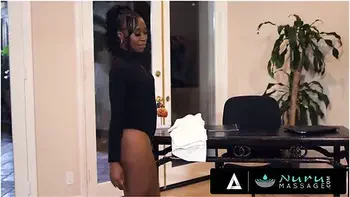Ebony Masseuse Gets Really Loud When Her Client Starts Going Deep And Hard Inside Her - Oliver Davis