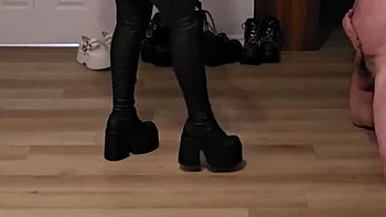 Homemade MILF Miss JJ Chose Intense Ballbusting & Obedient Slave Couple - Amateur Femdom in Glasses