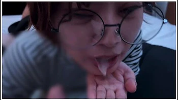Glasses Girl Gets Caught By The Smell Of Dick And Sucks Up A Lot Of Sperm