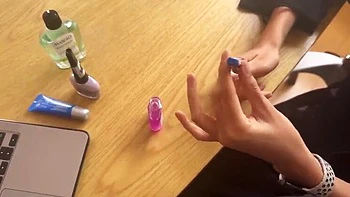 Blonde Latina Amateur Paints Nails and Gets So Wet She Fingers Her Pussy to Orgasm