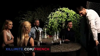 Blonde Office Secretary Double Penetrated After Business Dinner - Cherry Kiss & Lucy Heart Foursome Anal