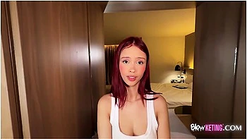 I Convince A Redhead 18-year-old To Record A Sextape - She Ends Up Fucking Hard And Deep Throating