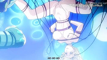 A huge mechanical penis is thrust in and out violently and creampie is made.