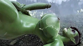 Orc Jerking Off Her Huge Dick In The Rain