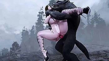Juicy Milf Gets Fucked In The Ass By A Werewolf In The Rain