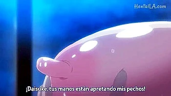 In front of the boy, she is shown off, licked, sucked, and tit-fucked with his dick in between, and then cums inside.