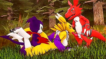 Renamon - Threesome With Guilmon And Impmon