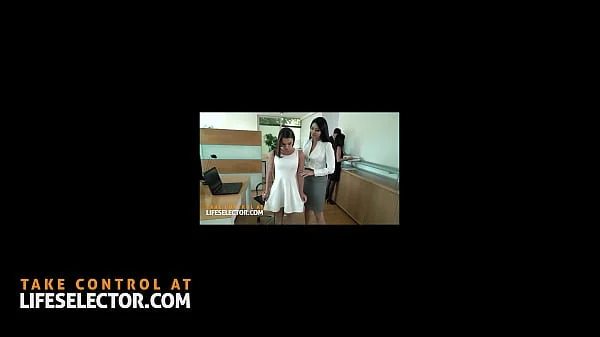 Humiliated sexy secretary spitroasted after masturbation mayhem