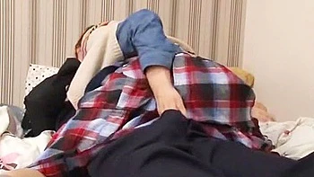 She spreads her legs and gives him a handjob in front of her pussy, then rides his face and cums on her ass.