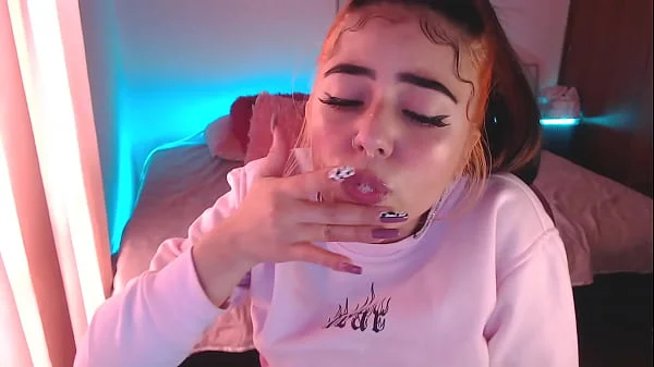 Egirl spits and drools all over cock - Ahegao blowjob