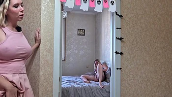 Caught My Stepsister Playing With Her Pussy Ended Up Cumming Together. Halloween 2025