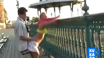 A Beautiful Blonde Girl Fucks Outdoor