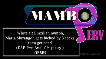 White Alt Brazilian Nymph, Maria Morangoh Gets Fucked By 3 Cocks