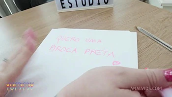 Hot secretary Charmille Roussenq 2 on 1 interracial anal scene