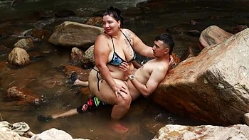 Lexly_16 Outdoor River Fuck with Big Dick Stranger - Latina Blowjob and Cum on Pussy