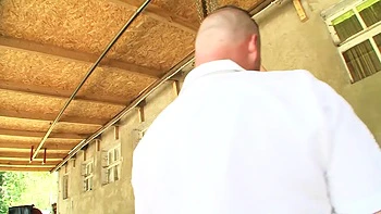 Humiliating whipping in hanging outside