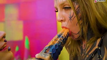 Split Tongue Lesbians Tattooed Toy Play Anal And Atm With Trinity Eclectic