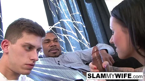 Wild brunette takes a huge black cock up her ass