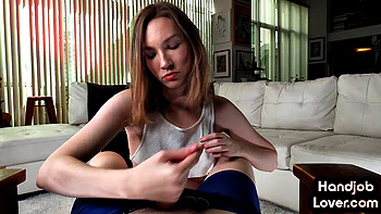 Cute amateur beauty tugging BFs dick