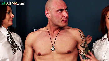 Classy CFNM babes wanking lucky man