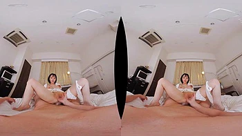Hot sex with short hair japanese babe: Blowjob, Cowgirl  Pov VR Porn