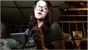 Hot Teen Babe Smokin In Garage