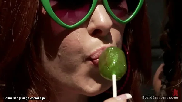 Ginger slut group fucked in bar