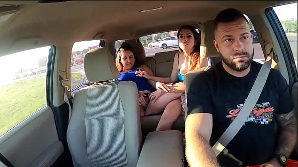 Step Sisters Seduce Handsome Uber Driver In Public