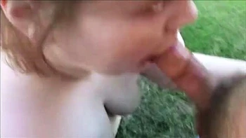First Time Public Blowjob Wife Gets Huge Cum Facial on Naked Big Tits