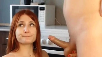 Red hair chick is giving a juicy blowjob by Bonga Cams: Doggy, Licking  Amateur Porn