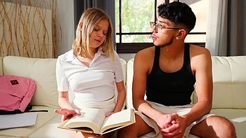 Skinny teen Coco Lovelock rides her bf Diego Perez’s cock and gets naked