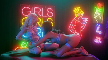 Two cute girls Charlotte Stokely and Emily Willis have fun in lingerie.