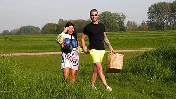 Passionate couple Gaby Hofstede has sex right on the street