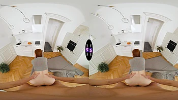 Pale teen with long hair rides cock in reverse cowgirl pov