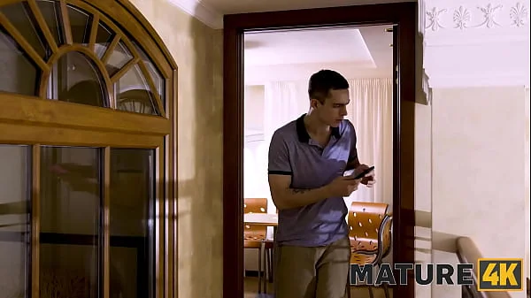 MATURE4K. Man takes masturbating stepmom thrusting cock into her