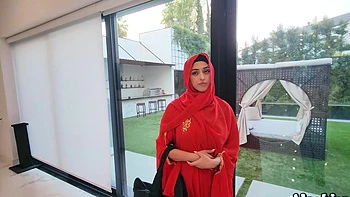 Brunette with big natural tits Sophia Leone gets clothed-fucked by her husband