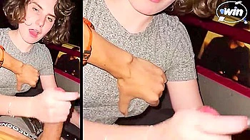 Cinema lovemaking with a dirty mega-bitch - Extreme public blowjob!