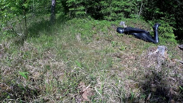 Outdoor hogtie in hot summer day.