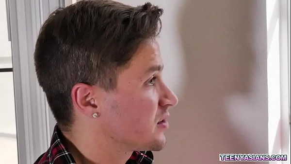 Two horny teens ordered some pizza and fucked this sexy asian delivery girl.